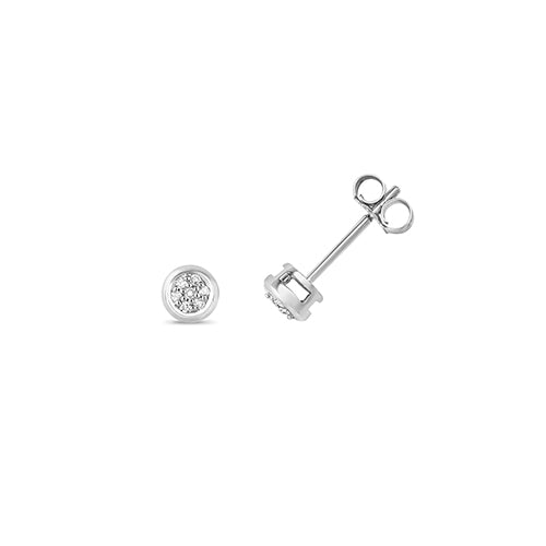 Clustdlysau Diemwnt Aur Gwyn 9ct 0.06CT
