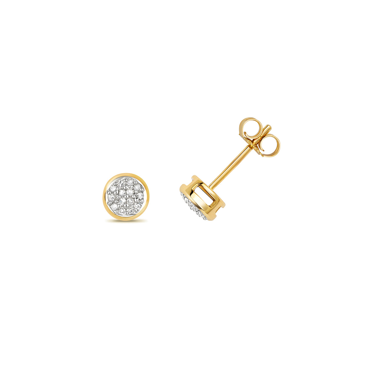 Clustdlysau Diemwnt Aur Melyn 9ct 0.12CT