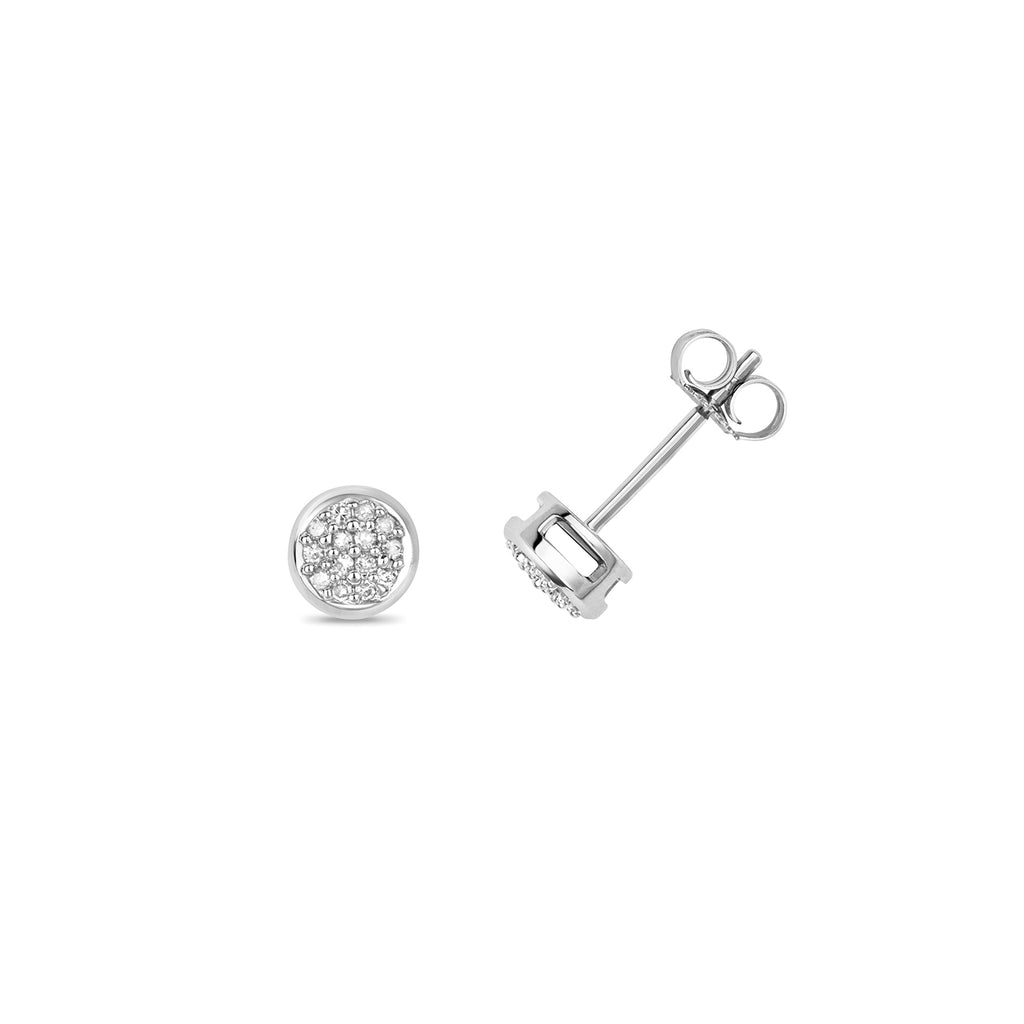 Clustdlysau Diemwnt Aur Gwyn 9ct 0.12CT