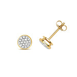 Clustdlysau Diemwnt Aur Melyn 9ct 0.17CT