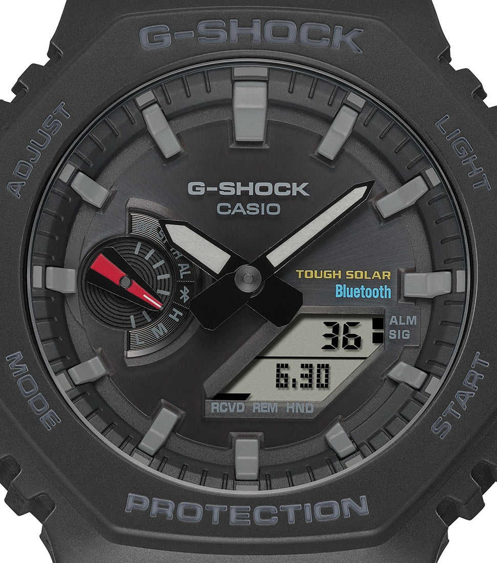 Casio G-Shock Gwylio Analog-Ddigidol Dynion gyda Deial Du a Strap Ddu GA-B2100-1AER