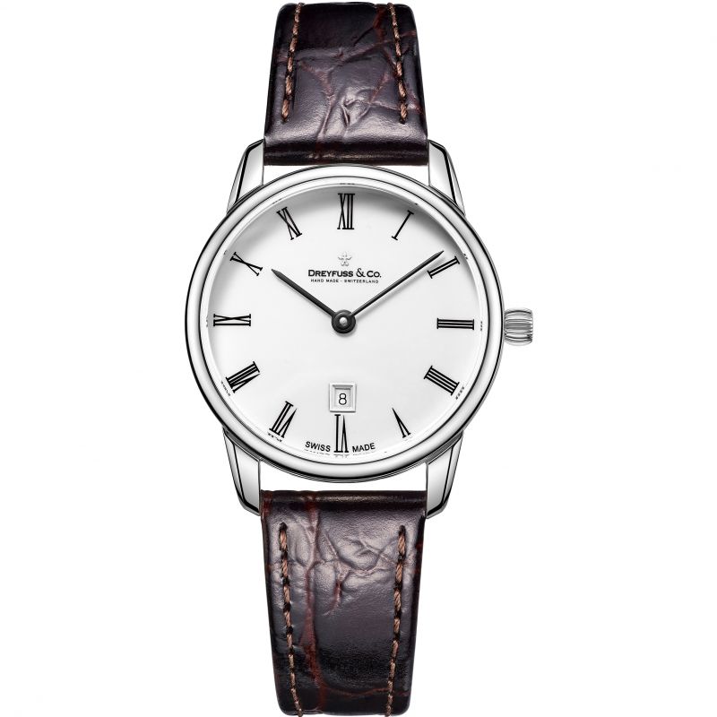 Dreyfuss Ladies Classic Watch with Dark Brown Strap DLS00135/01