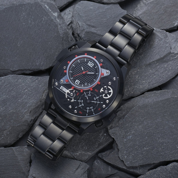 Storm Dualaton Slate Red Mens Watch with Stainless Steel Bracelet 47539/SL/R