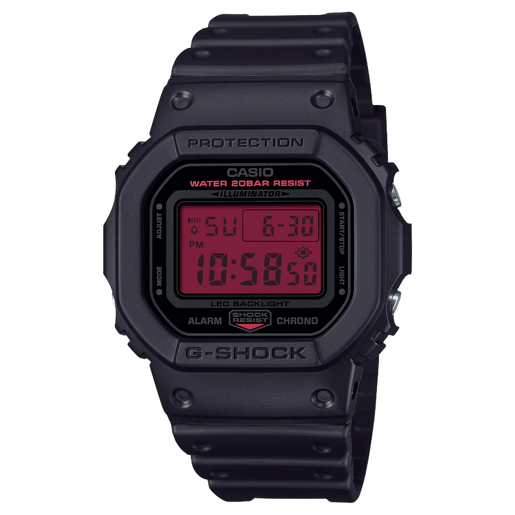 Casio G-Shock Mens Digital Watch with Red Dial and Black Strap DW-5600BBR-1ER