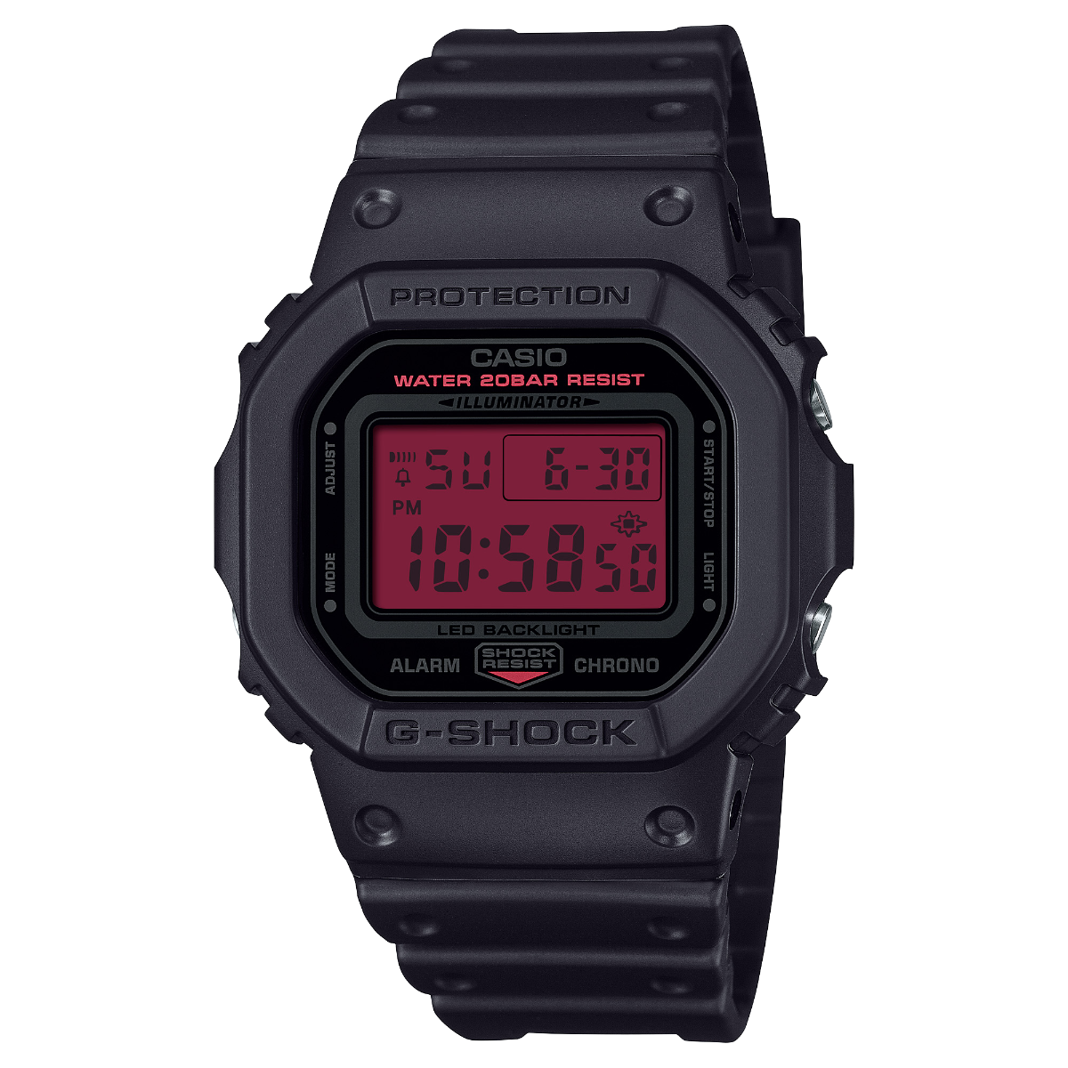 Casio G-Shock Mens Digital Watch with Red Dial and Black Strap DW-5600BBR-1ER