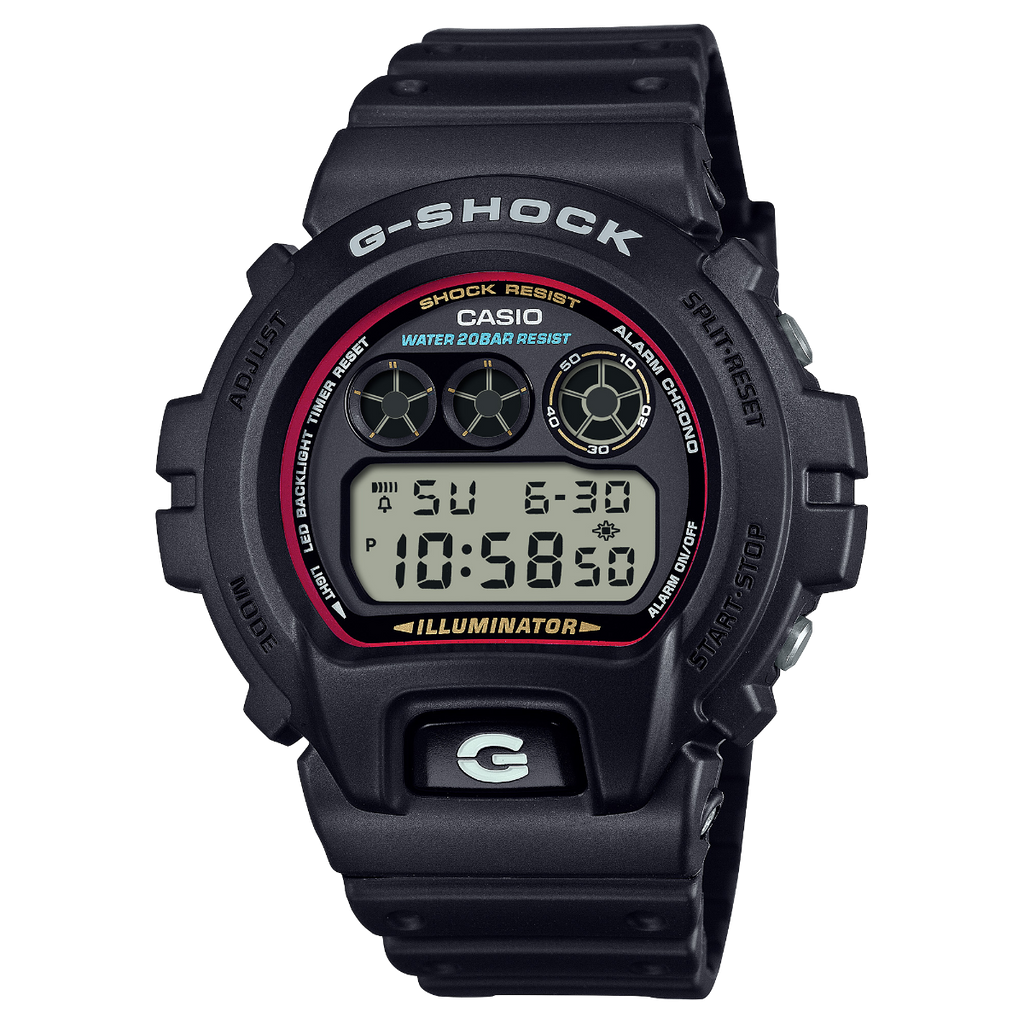 Casio G-Shock Gwylfa Ddigidol i Ddynion gyda Deial Du a Strap Du DW-6900RL-1ER
