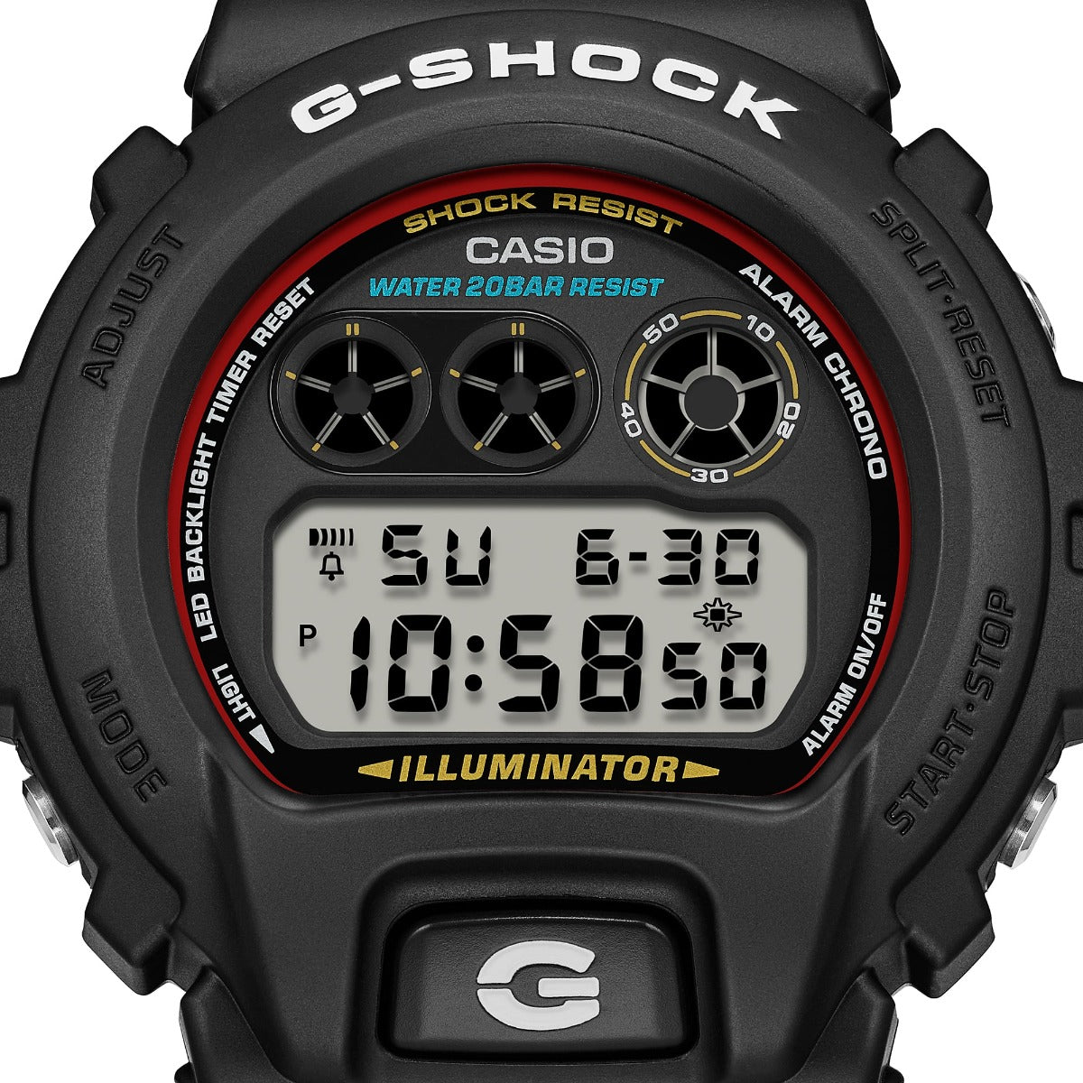 Casio G-Shock Gwylfa Ddigidol i Ddynion gyda Deial Du a Strap Du DW-6900RL-1ER