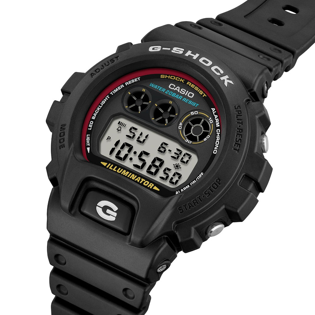 Casio G-Shock Gwylfa Ddigidol i Ddynion gyda Deial Du a Strap Du DW-6900RL-1ER