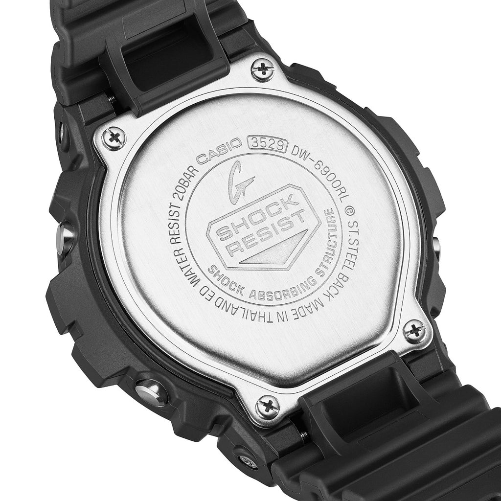 Casio G-Shock Gwylfa Ddigidol i Ddynion gyda Deial Du a Strap Du DW-6900RL-1ER