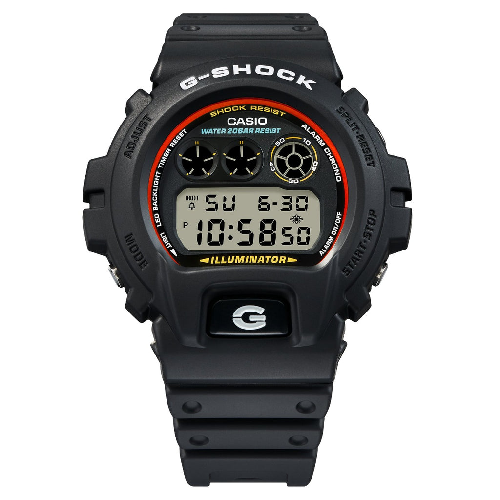 Casio G-Shock Gwylfa Ddigidol i Ddynion gyda Deial Du a Strap Du DW-6900RL-1ER