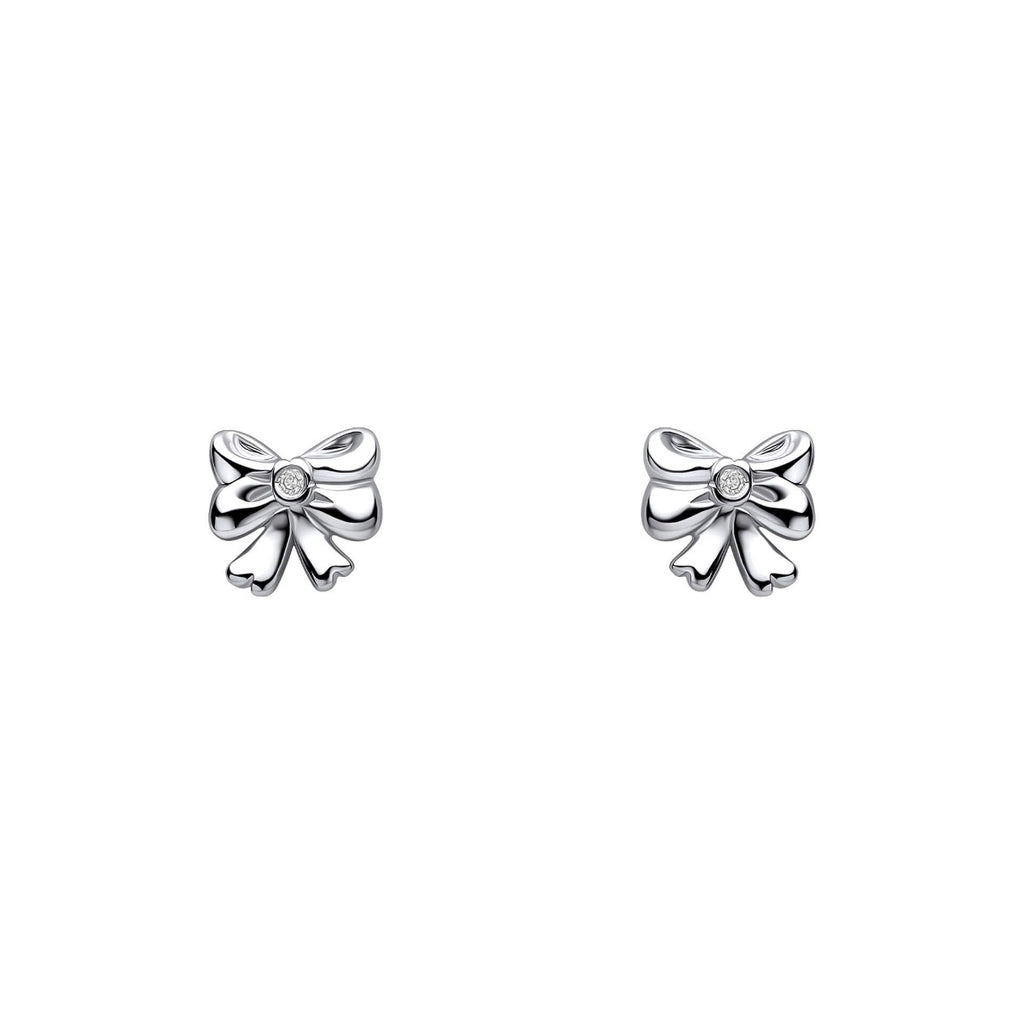 D for Diamond Bow Stud Earrings with Real Diamond E6587