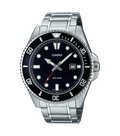 Casio Mens Watch with Black Dial and Silver Strap MDV-107D-1A1VEF