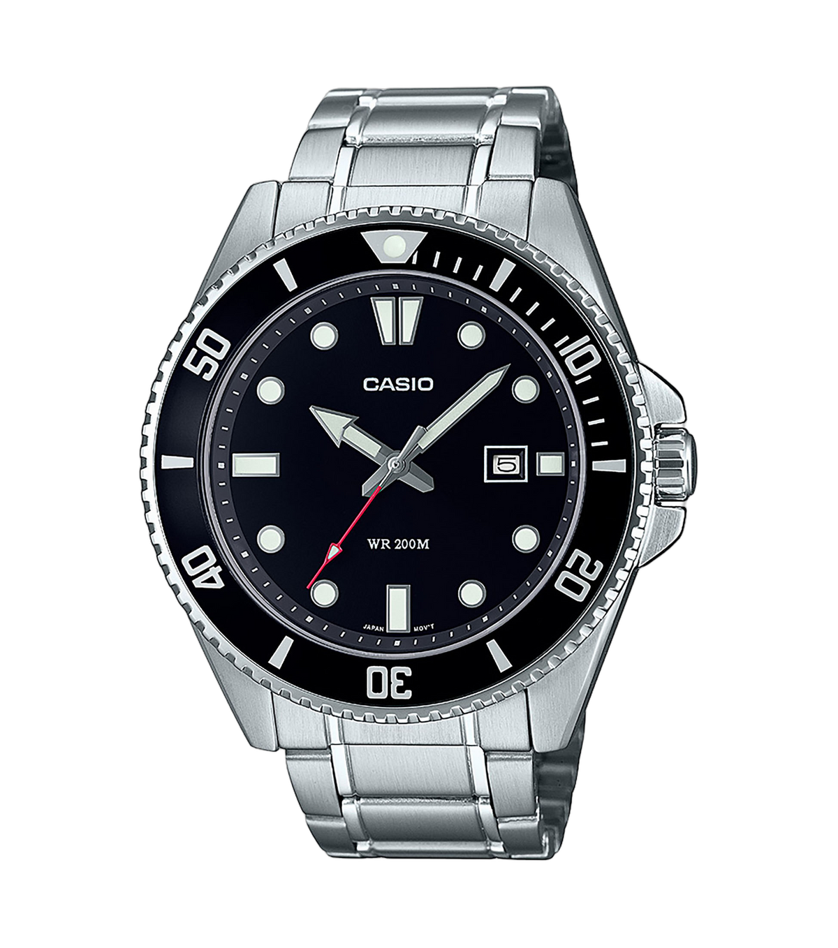 Casio Mens Watch with Black Dial and Silver Strap MDV-107D-1A1VEF