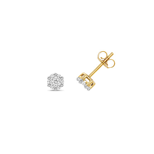 Clustdlysau Diemwnt Aur Melyn 9ct 0.32CT