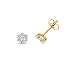 Clustdlysau Diemwnt Aur Melyn 9ct 0.32CT