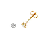 Clustdlysau Diemwnt Aur Melyn 9ct 0.07CT