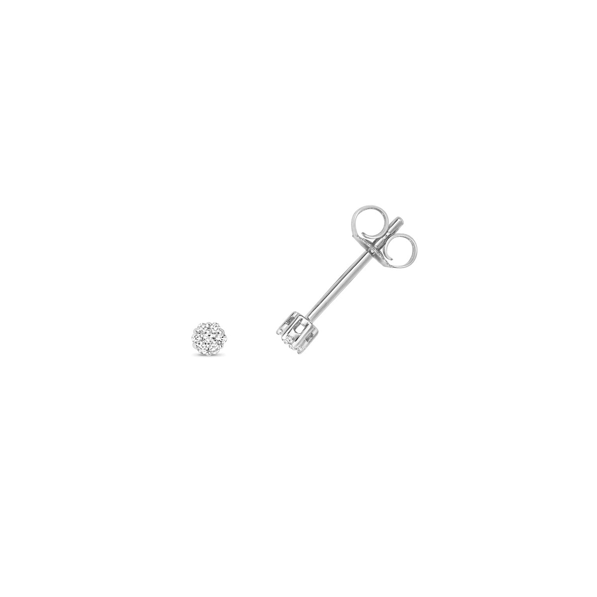 Clustdlysau Diemwnt Aur Gwyn 9ct 0.04CT