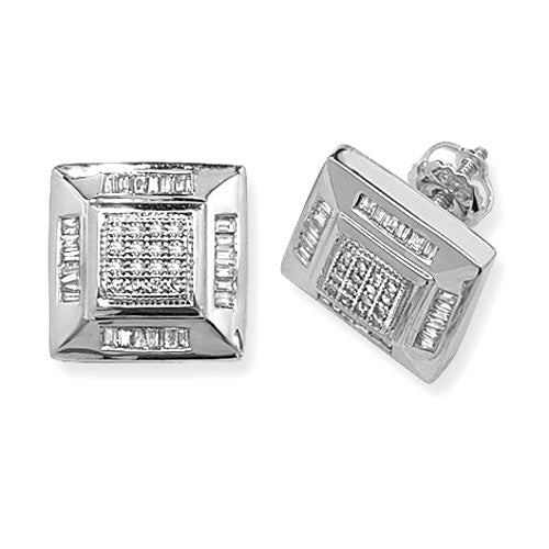 Clustdlysau Diemwnt Aur Gwyn 9ct 0.400+0.130CT ED133W