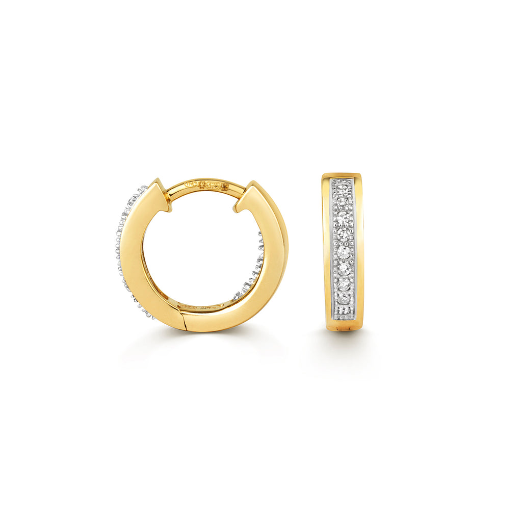 Clustdlysau Diemwnt Aur Melyn 9ct 0.09CT