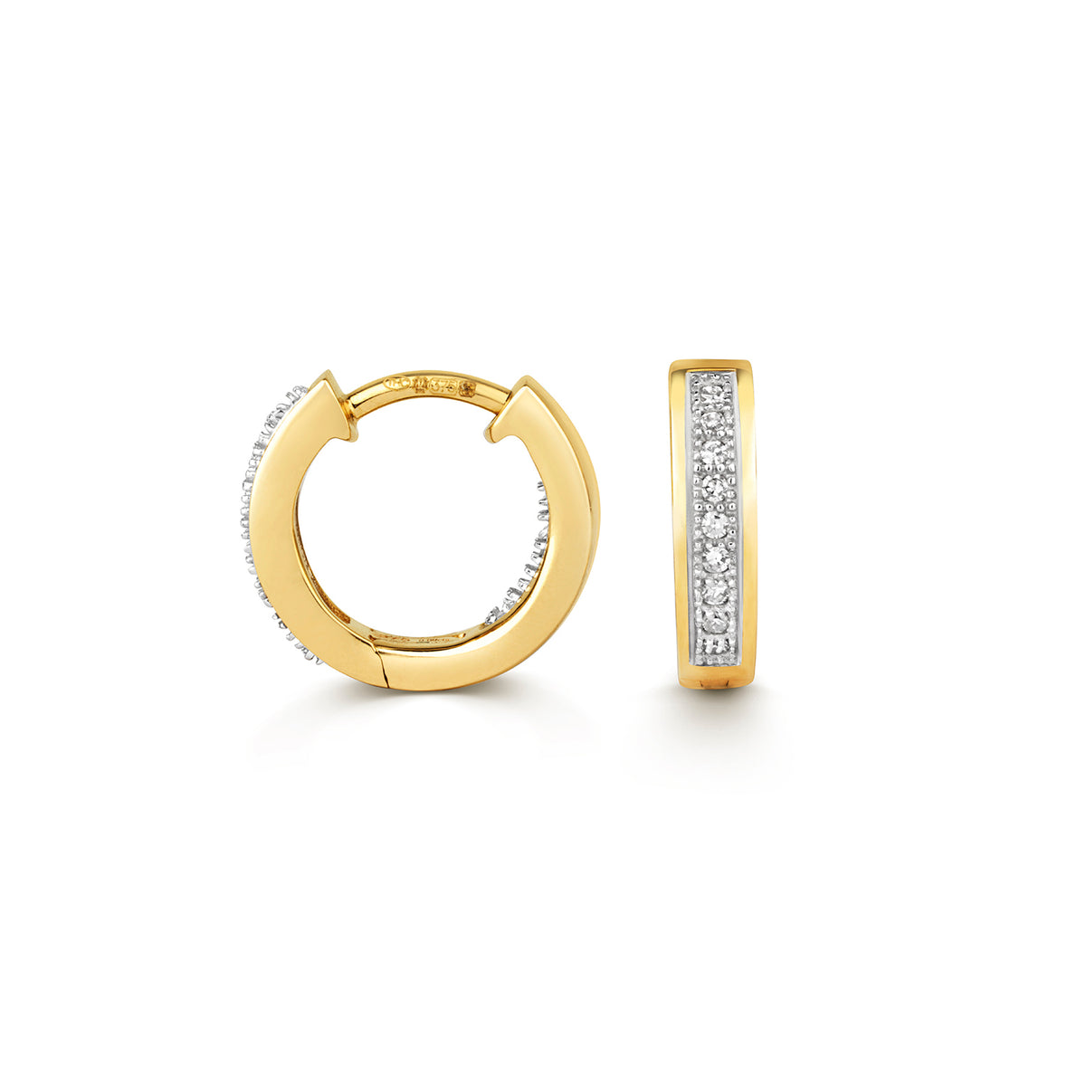 Clustdlysau Diemwnt Aur Melyn 9ct 0.09CT
