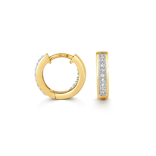 Clustdlysau Diemwnt Aur Melyn 9ct 0.09CT