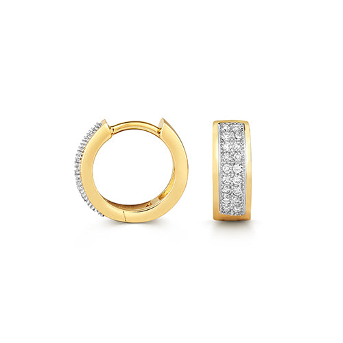 Clustdlysau Diemwnt Aur Melyn 9ct 0.15CT