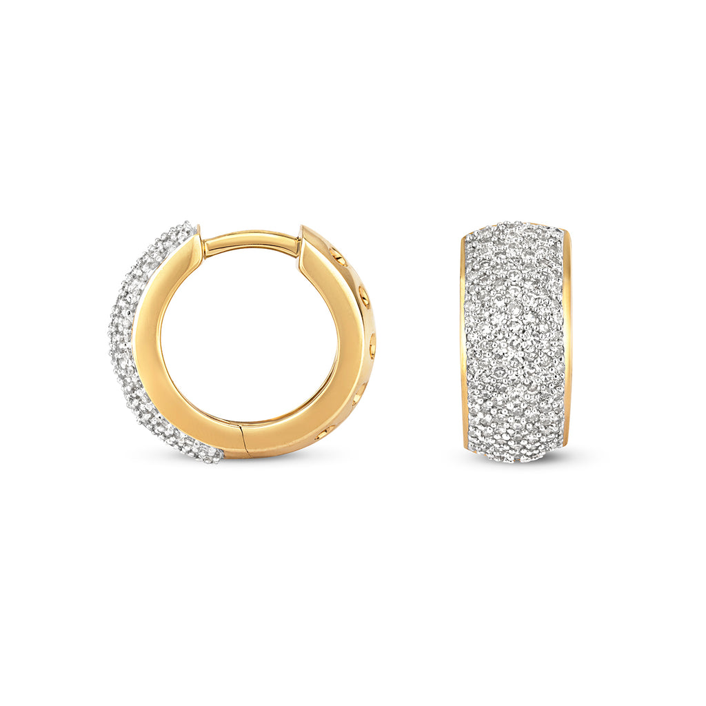 Clustdlysau Diemwnt Aur Melyn 9ct 0.76CT