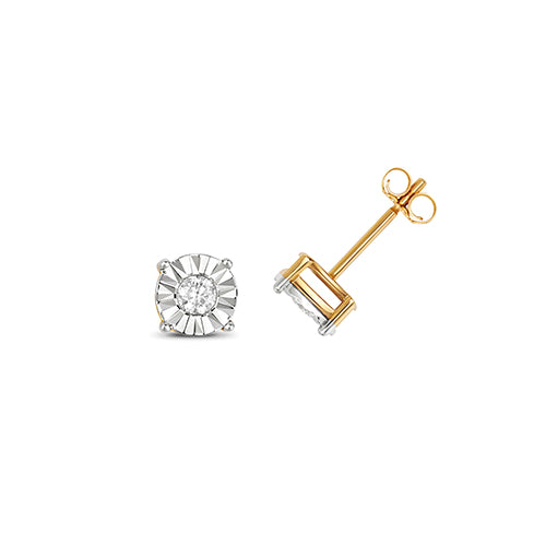 Clustdlysau Diemwnt Aur Melyn 9ct 0.31CT
