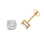 Clustdlysau Diemwnt Aur Melyn 9ct 0.31CT