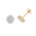 Clustdlysau Diemwnt Aur Melyn 9ct 0.08CT
