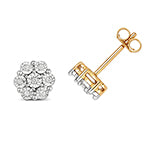 Clustdlysau Diemwnt Aur Melyn 9ct 0.08CT