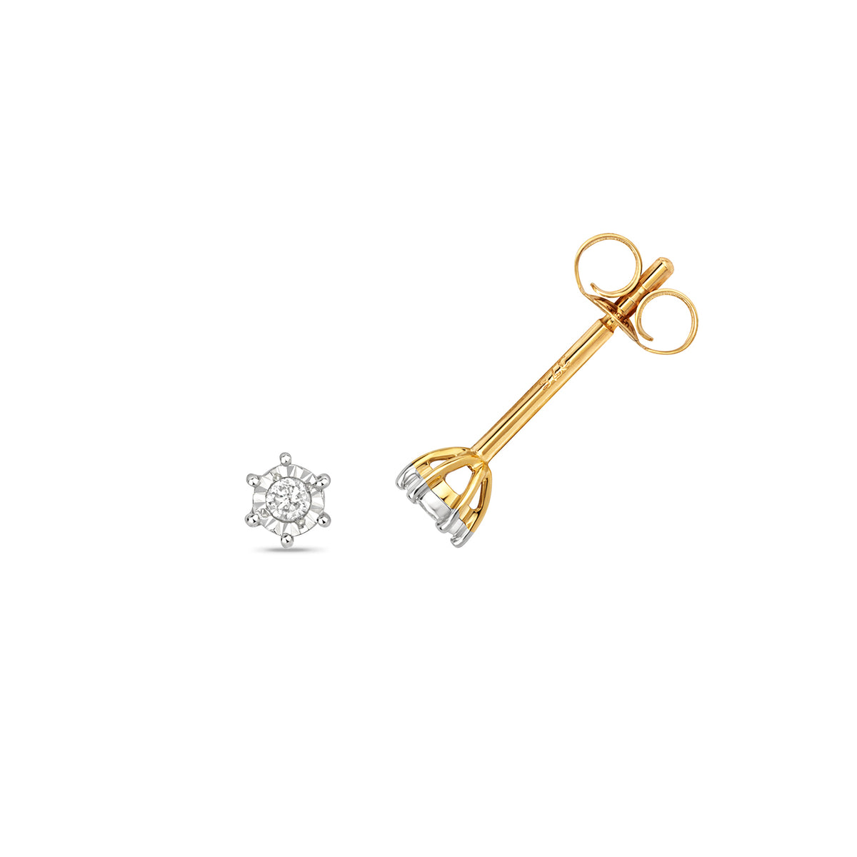 Clustdlysau Diemwnt Aur Melyn 9ct 0.05CT