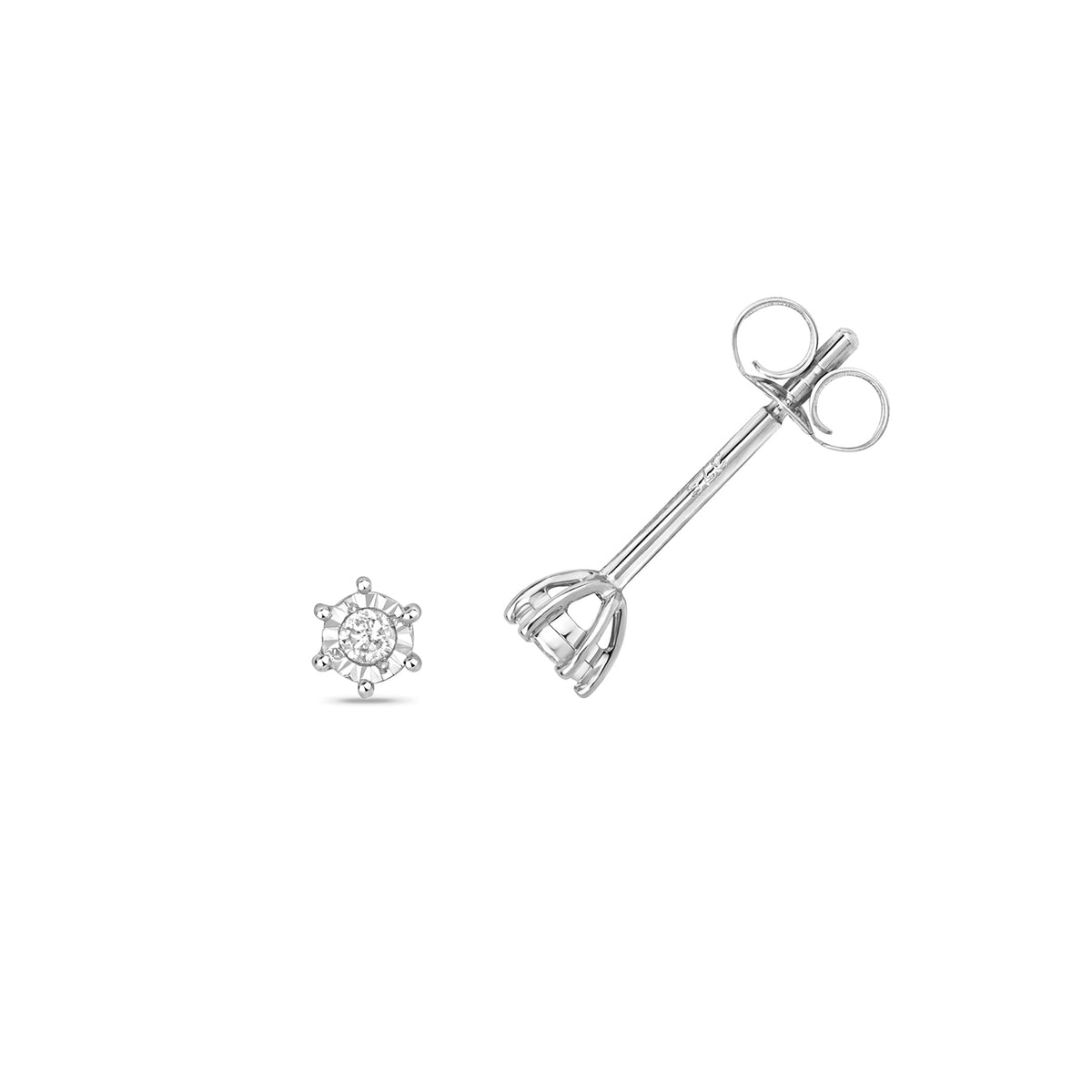 Clustdlysau Diemwnt Aur Gwyn 9ct 0.05CT