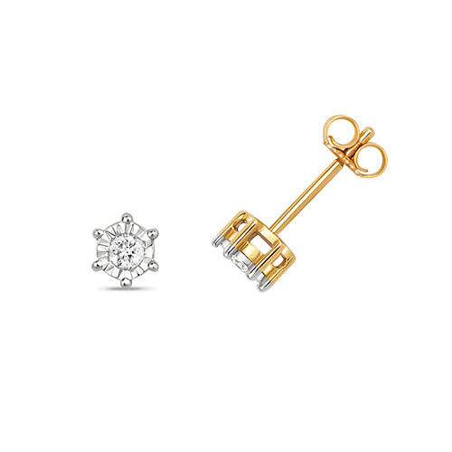 9ct Yellow Gold Diamond Earrings 0.15CT