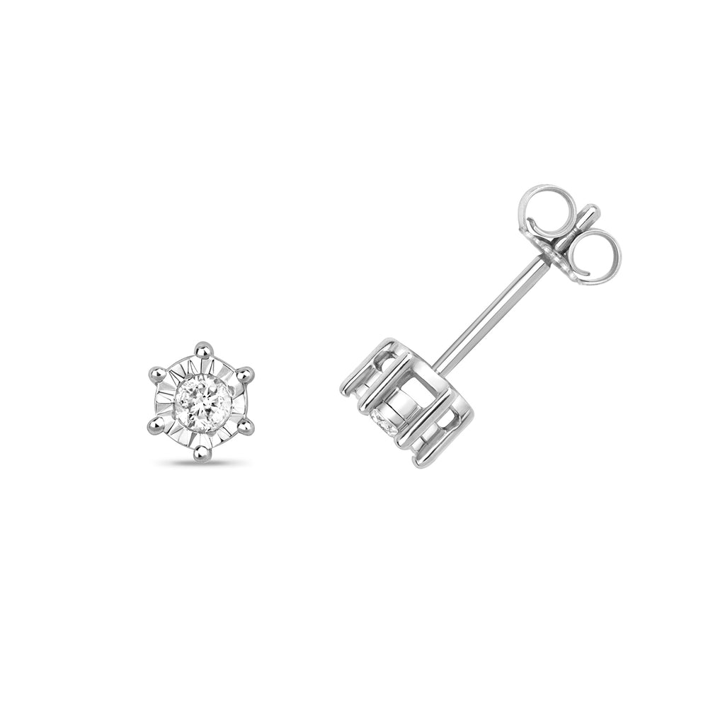9ct White Gold Diamond Earrings 0.15CT