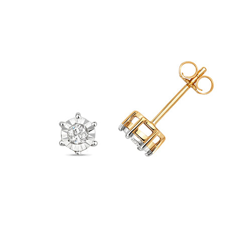9ct Yellow Gold Diamond Earrings 0.21CT