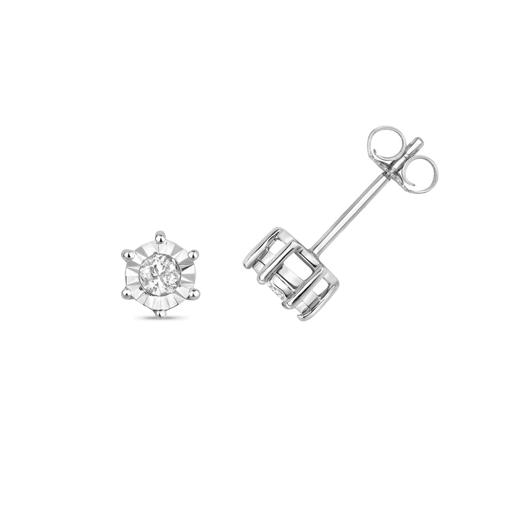 Clustdlysau Diemwnt Aur Gwyn 9ct 0.21CT