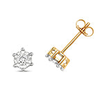 Clustdlysau Diemwnt Aur Melyn 9ct 0.25CT