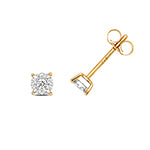 Clustdlysau Diemwnt Aur Melyn 9ct 0.16CT
