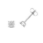 Clustdlysau Diemwnt Aur Gwyn 9ct 0.16CT