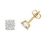 Clustdlysau Diemwnt Aur Melyn 9ct 0.5CT