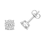 Clustdlysau Diemwnt Aur Gwyn 9ct 0.5CT