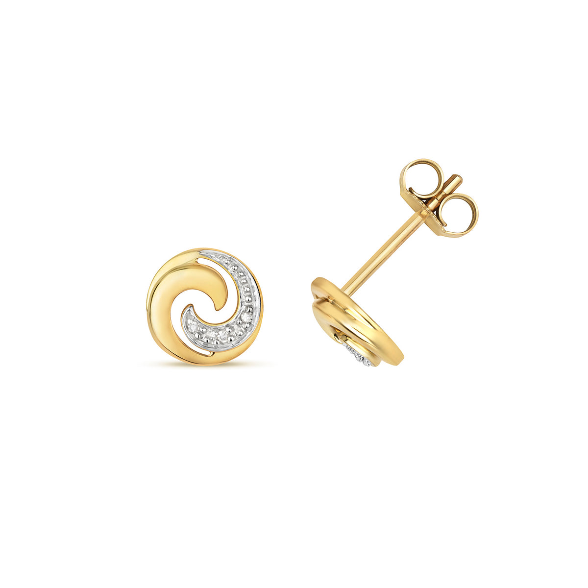 Clustdlysau Diemwnt Aur Melyn 9ct 0.02CT