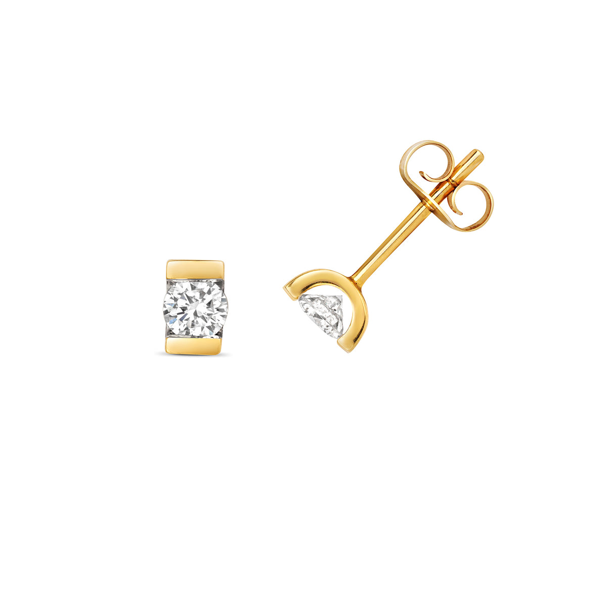 Clustdlysau Diemwnt Aur Melyn 9ct 0.33CT