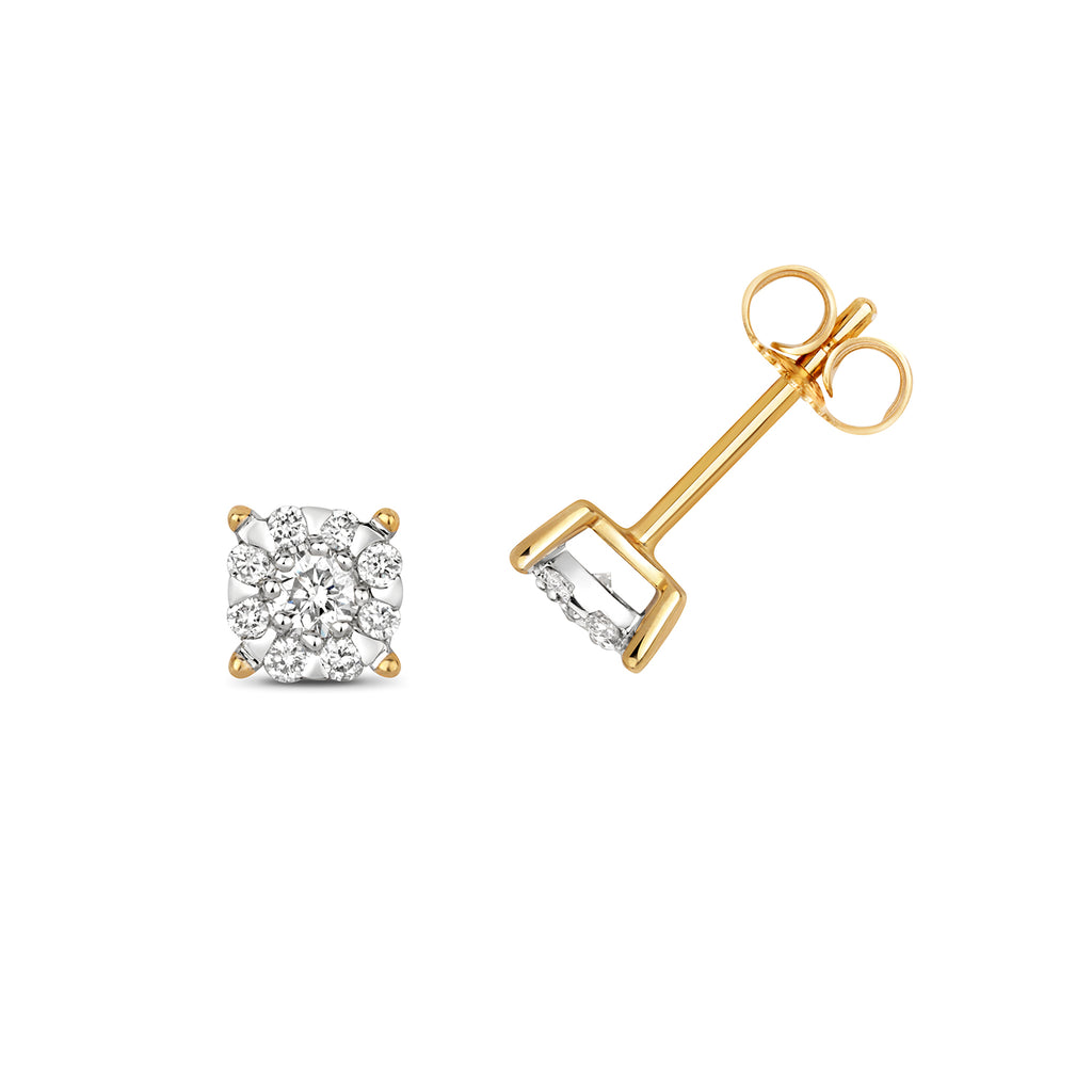 9ct Yellow Gold Diamond Earrings 0.36CT