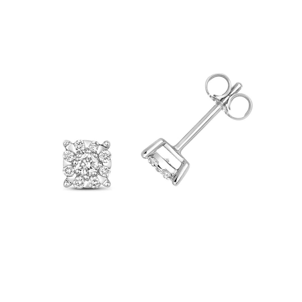 9ct White Gold Diamond Earrings 0.36CT