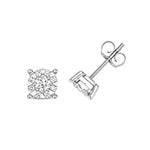 Clustdlysau Diemwnt Aur Gwyn 9ct 0.6CT