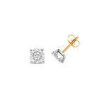 Clustdlysau Diemwnt Aur Melyn 9ct 0.6CT