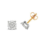 Clustdlysau Diemwnt Aur Melyn 9ct 0.6CT