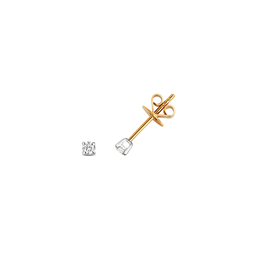 9ct Yellow Gold Diamond Earrings 0.1CT